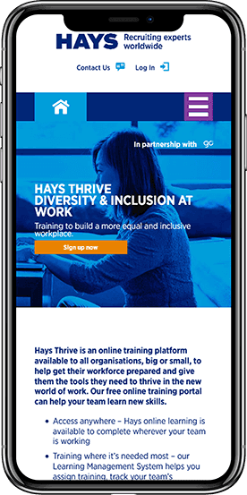 Hays Thrive E-learning Site mobile phone image