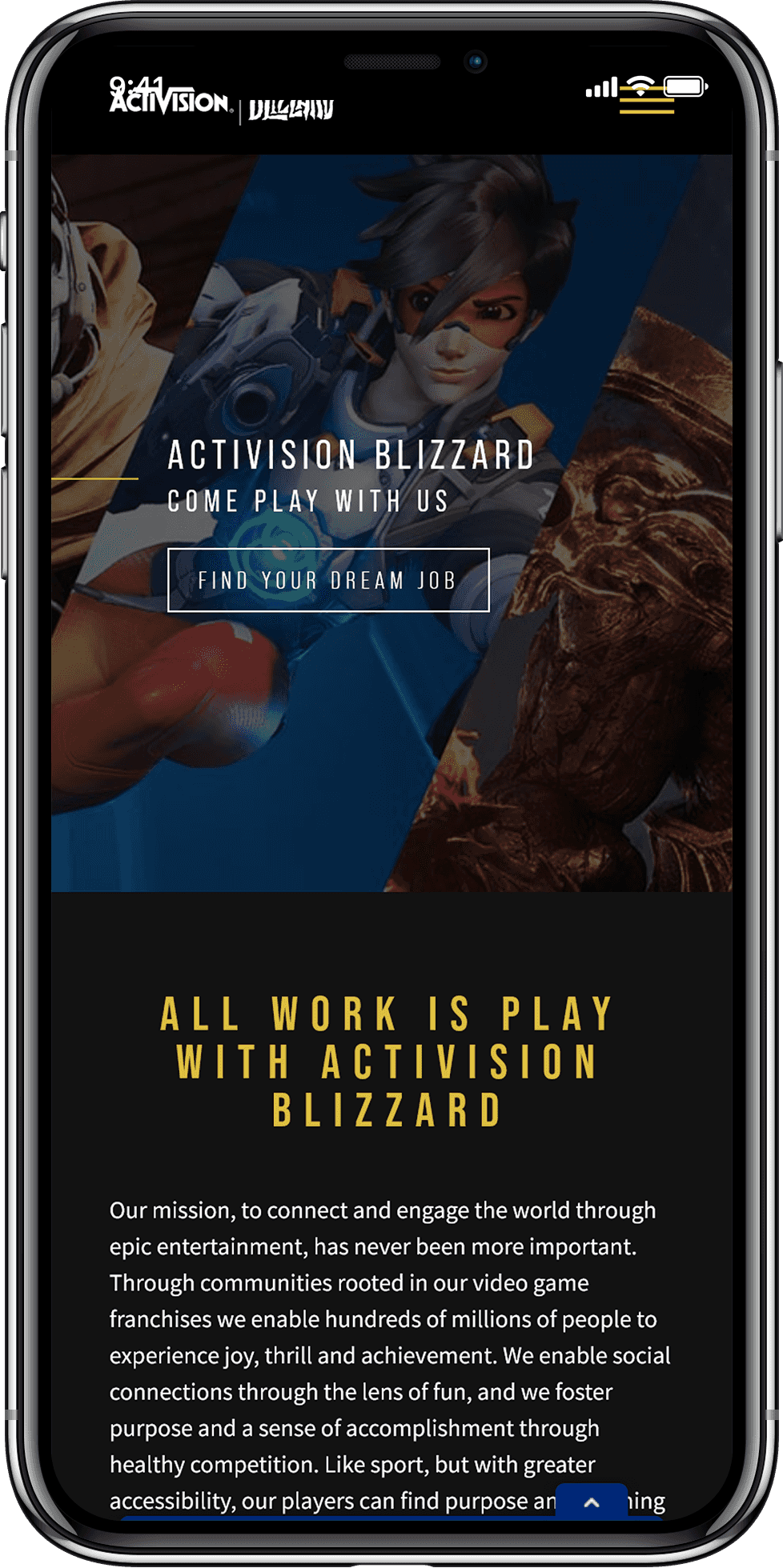 Activision Blizzard microsite mobile iphone image